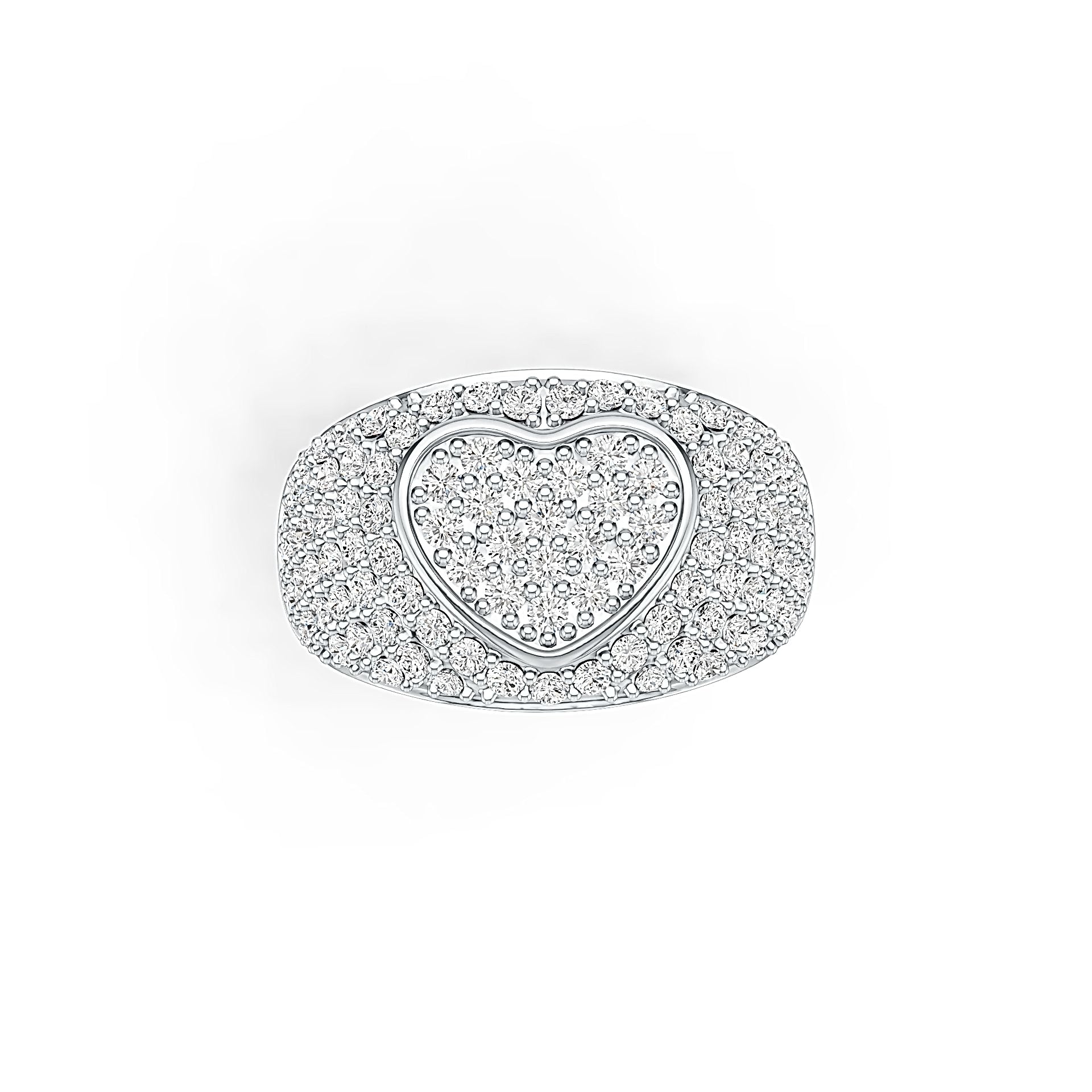 Sterling Silver Pave Ring Heart Theme with White Topaz or Moissanite - Syzjewelry