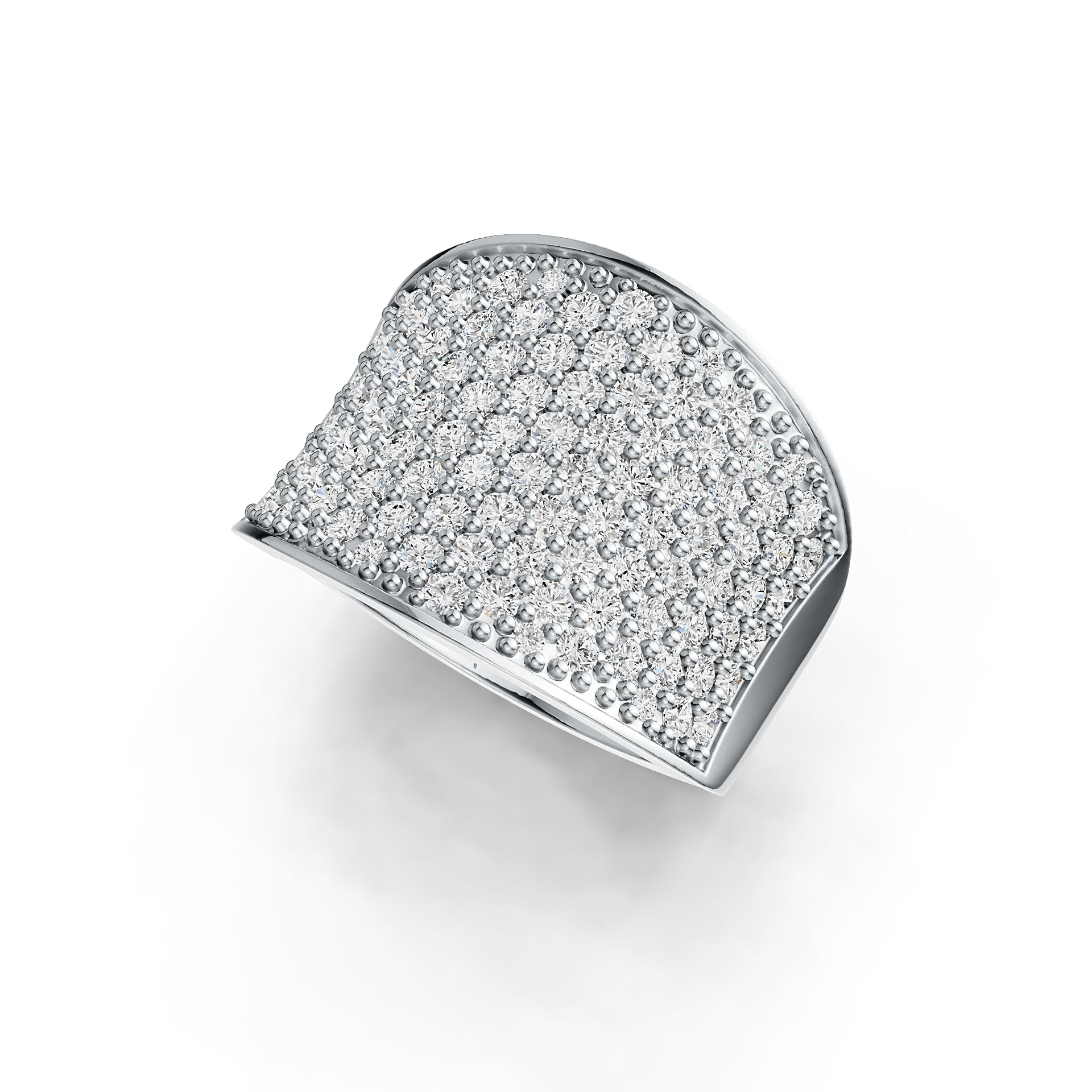 Platinum Pave Cluster Ring Saddle with White Topaz or Moissanite Diamond Accent DHJ