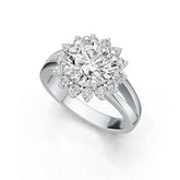 14K Gold Semi Mount Ring Setting Round RD 8x8mm Halo Diamond Accent DHJ