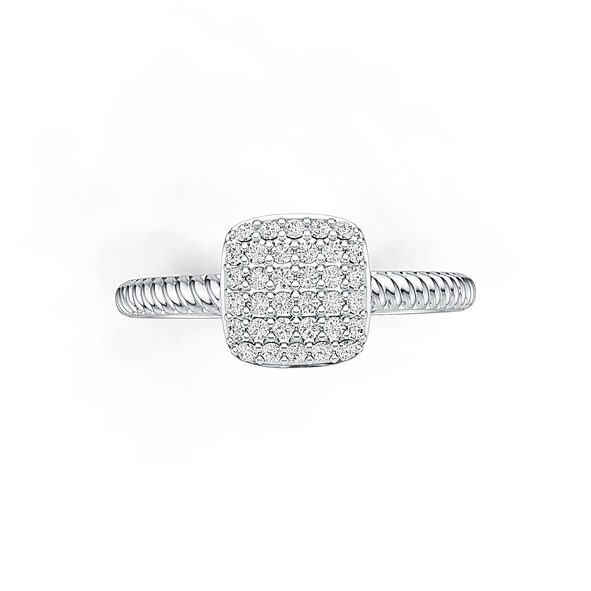 Sterling Silver Square Pave Ring with White Topaz or Moissanite DHJ