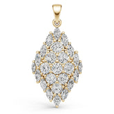 14K Gold Semi Mount Pendant Setting Round Ro 8x8mm Diamond Accent Syz Jewelry