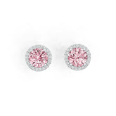 Sterling Silver Semi Mount Earrings Setting Round RD 7x7mm Halo DHJ