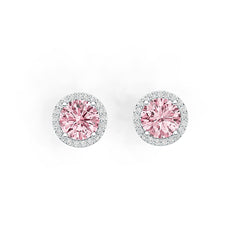 Sterling Silver Semi Mount Earrings Setting Round RD 7x7mm Halo DHJ