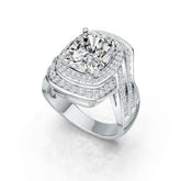 Platinum Semi Mount Ring Setting Cushion CU 11X9mm Diamond Accent DHJ