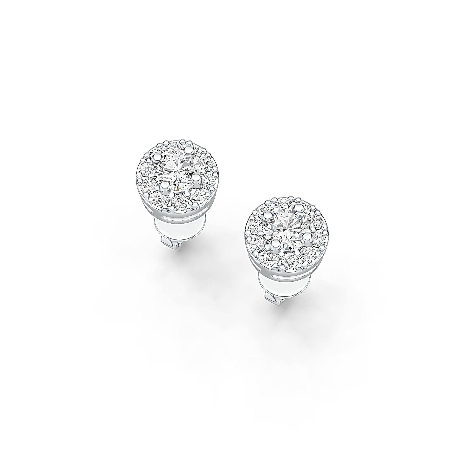 Platinum Semi Mount Earrings Setting Round RD 4x4mm Stud Halo Diamond Accent DHJ