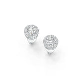 Platinum Semi Mount Earrings Setting Round RD 4x4mm Stud Halo Diamond Accent DHJ