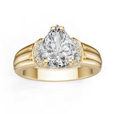 10K Gold Semi Mount Ring Setting Round Ro 10x8mm Moissanite Accent Syz Jewelry