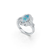 Platinum Semi Mount Ring Setting Marquise MQ 14X7mm Cabochon Diamond Accent DHJ