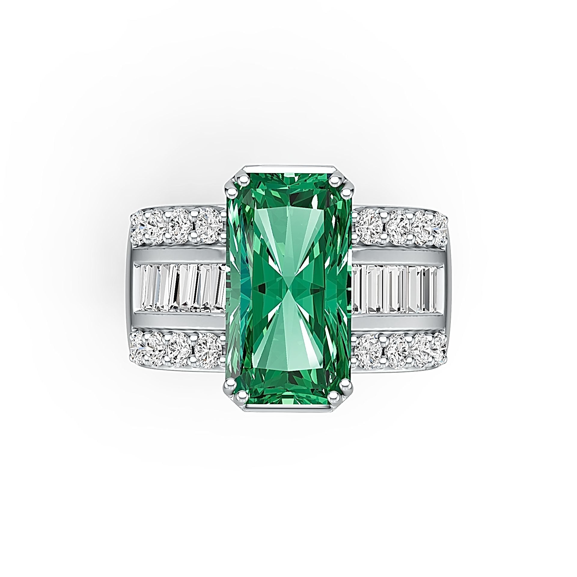 Sterling Silver Semi Mount Ring Setting Emerald OCT 16X9mm DHJ