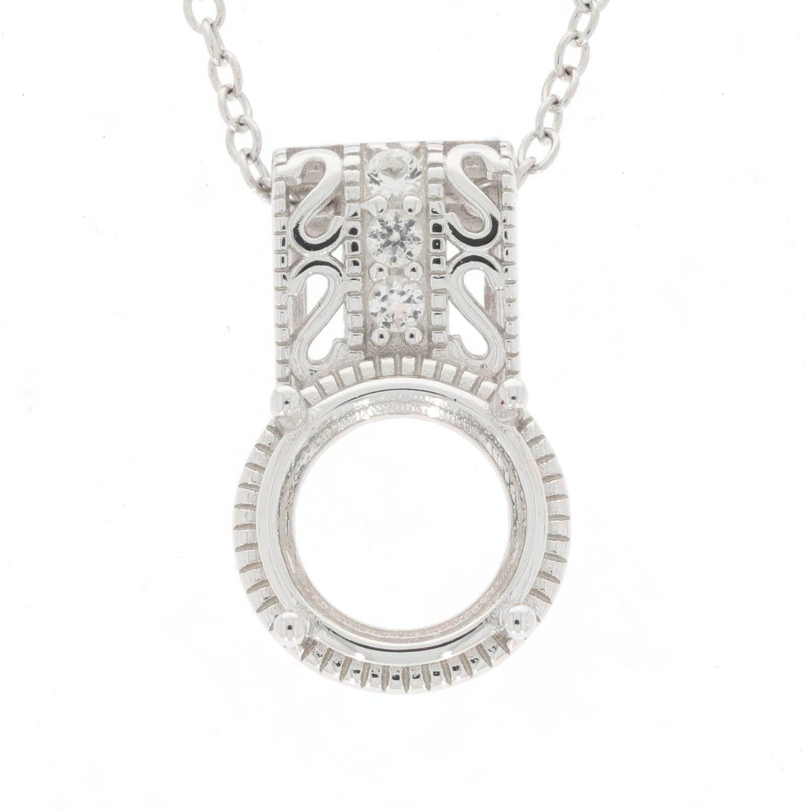 10K Gold Semi Mount Pendant Setting Round RD 9X9mm Moissanite Accent Syzjewelry