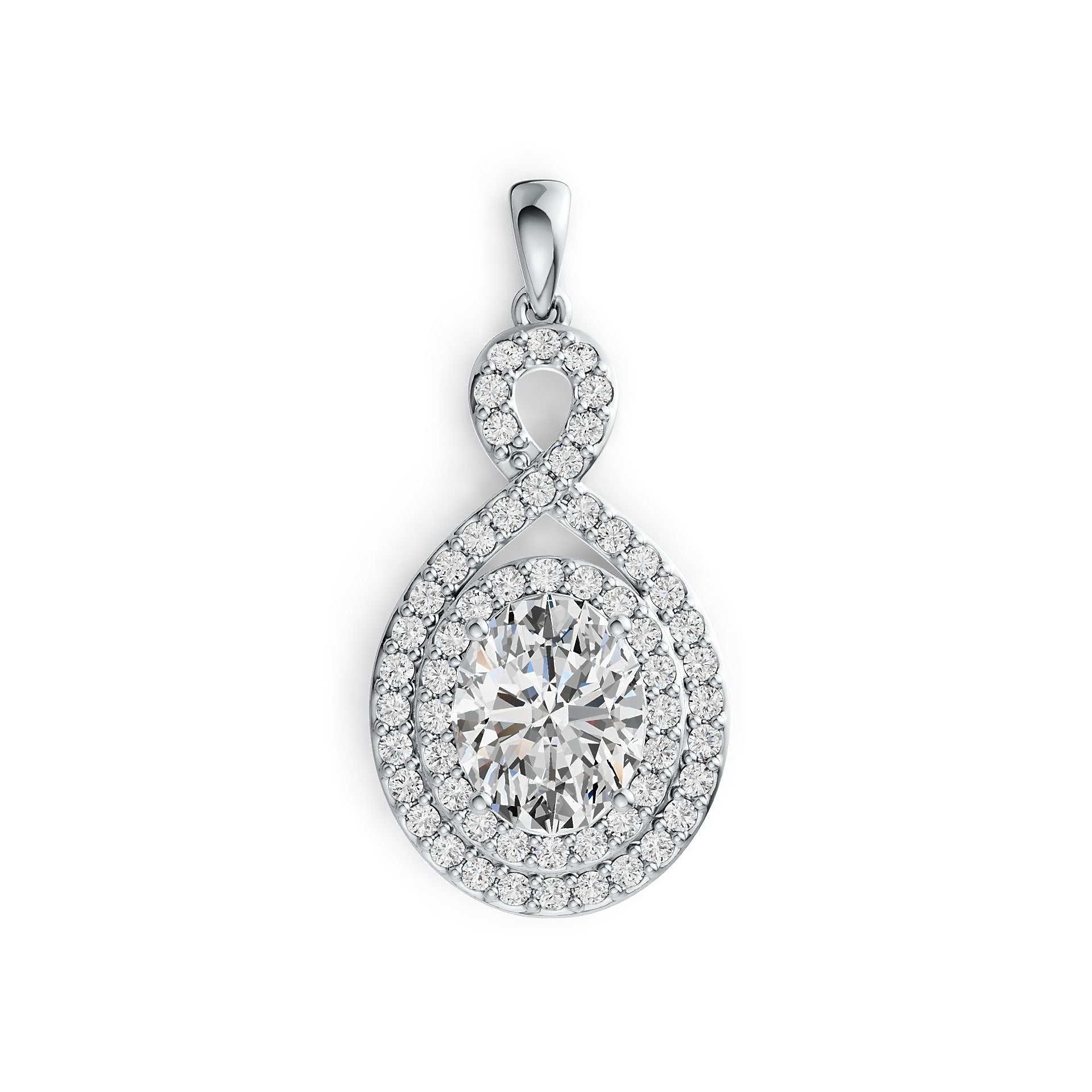 10K Gold Semi Mount Pendant Setting Oval OV 10X8mm Double Halo Moissanite Accent DHJ