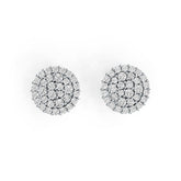 18K Gold Earrings Cluster Round Shaped Stud with White Topaz or Moissanite Diamond Accent DHJ
