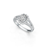 14K Gold Semi Mount Ring Setting Oval OV 7X5mm Halo Diamond Accent DHJ