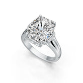 Platinum Semi Mount Ring Setting Cushion CU 14X12mm Diamond Accent DHJ