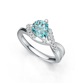10K Gold Semi Mount Ring Setting Pear PE 8X6mm Split Shank Moissanite Accent DHJ