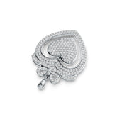 18K Gold Pendant Heart with Bow Theme with White Topaz or Moissanite Diamond Accent DHJ