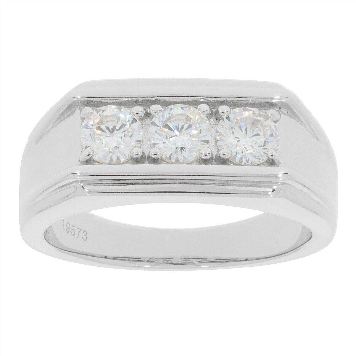 Men's 18K Gold Semi Mount Ring Setting RD 4x4mm 3 Stone Ring Diamond Accent Syzjewelry