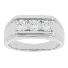 Men's 18K Gold Semi Mount Ring Setting RD 4x4mm 3 Stone Ring Diamond Accent Syzjewelry