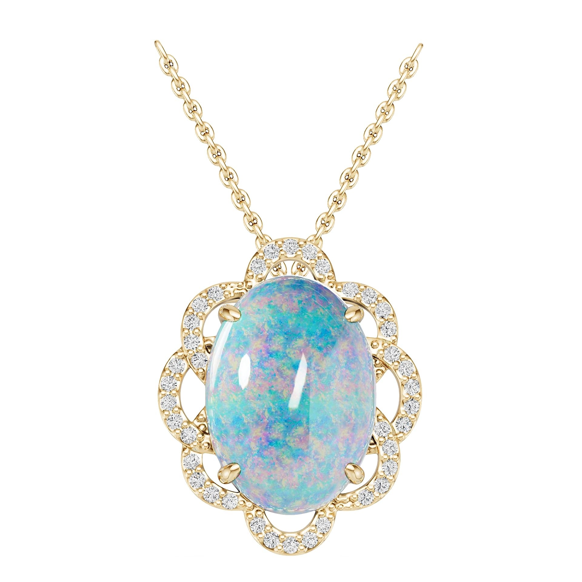 14K Gold Semi Mount Pendant Setting Round Ro 14x10mm Diamond Accent Syz Jewelry