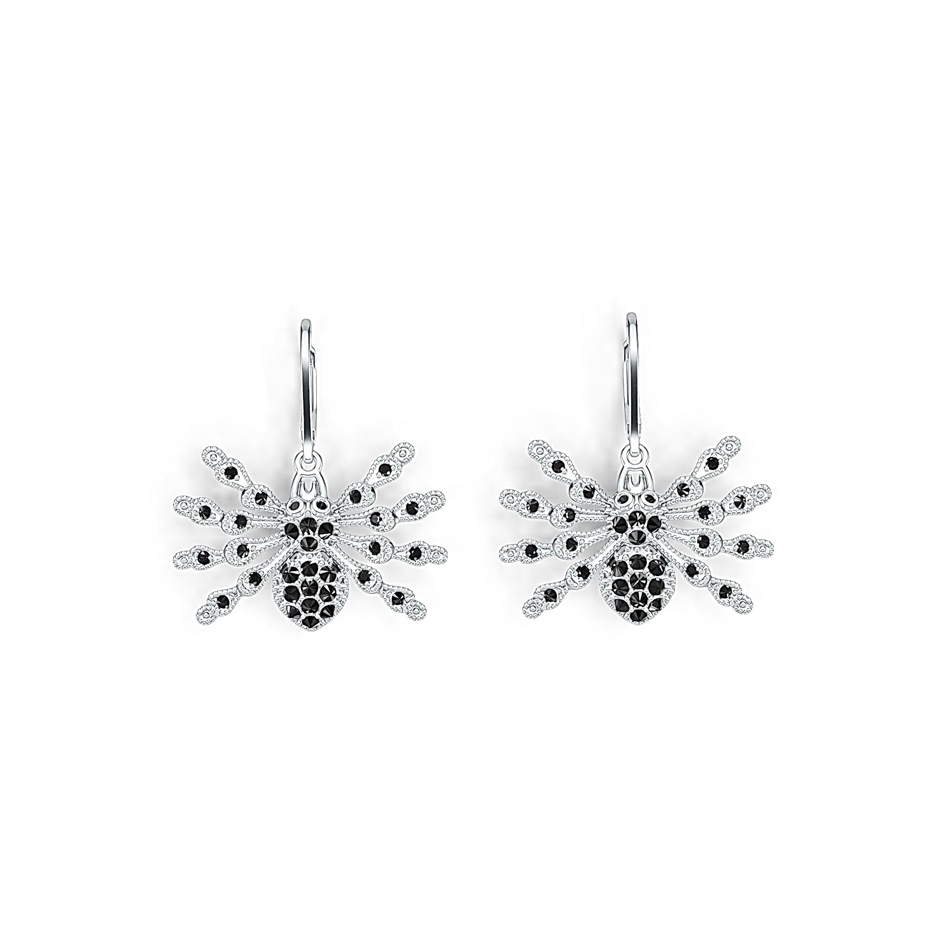 Platinum Earrings Spider Theme with or Moissanite Diamond Accent DHJ