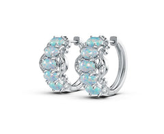 Platinum Semi Mount Earrings Setting Oval OV 6X4mm Cabochon DHJ