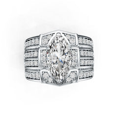 Sterling Silver Semi Mount Ring Setting Marquise MQ 14X7mm with White Topaz DHJ