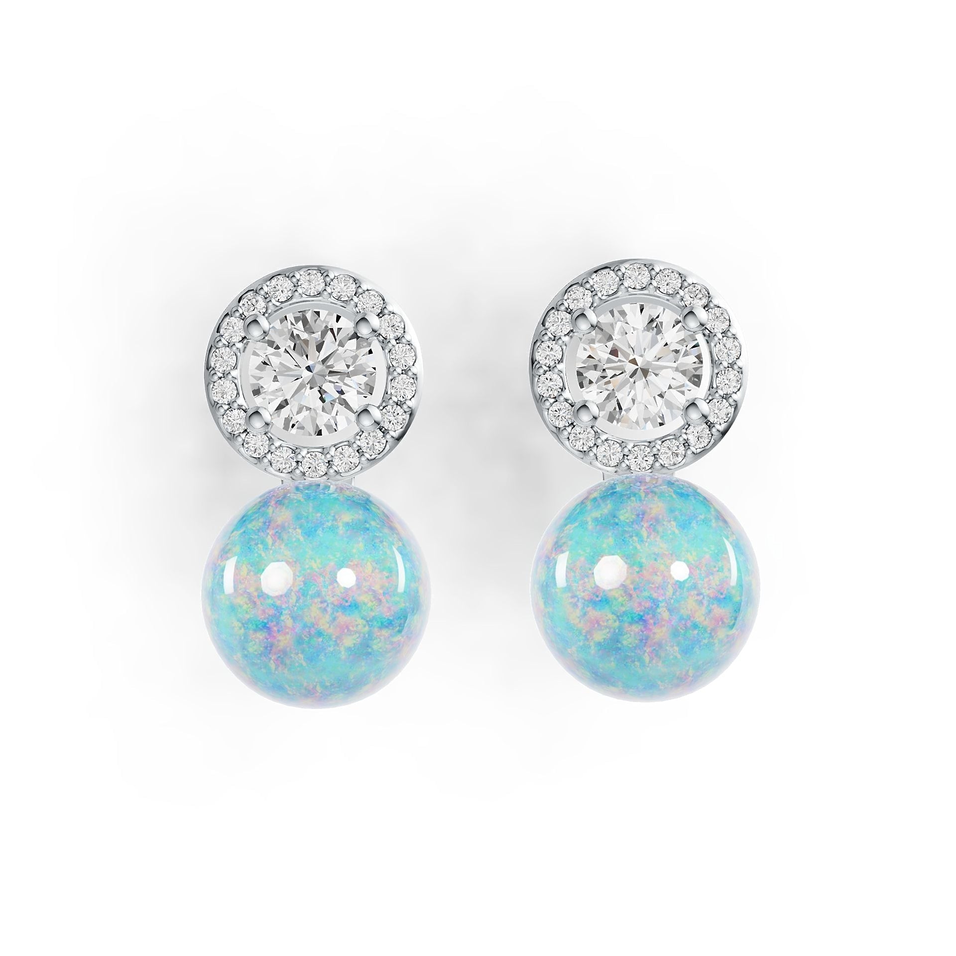 10K Gold Semi Mount Earrings Setting Round RD 9x9mm RD 5x5mm Moissanite Accent DHJ