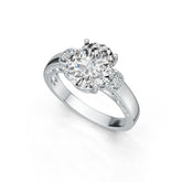 10K Gold Semi Mount Ring Setting Oval OV 10X8mm Moissanite Accent DHJ