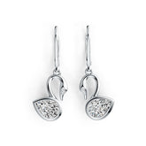 18K Gold Semi Mount Earrings Setting Pear PE 7X5mm Swan Theme Diamond Accent DHJ