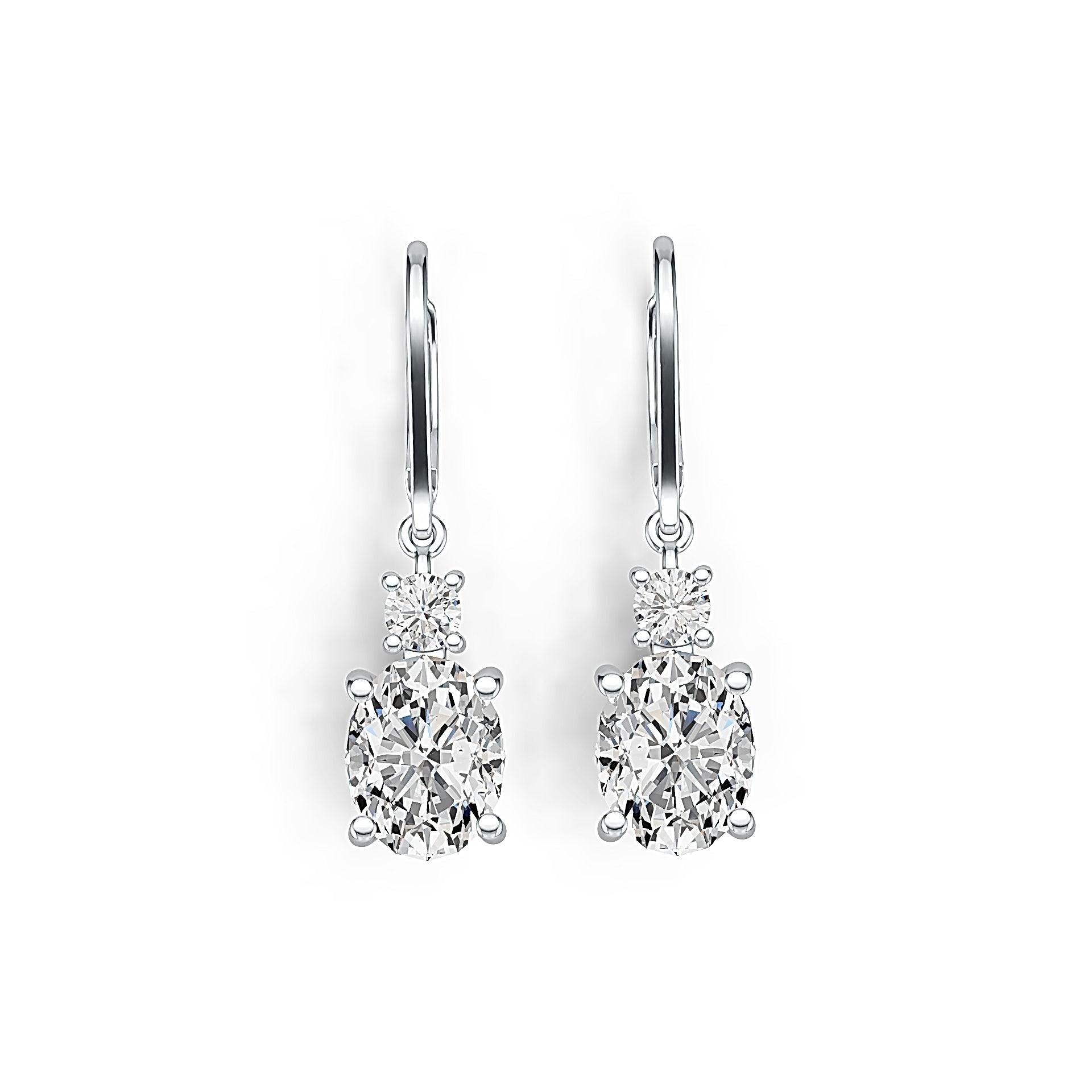 Sterling Silver Semi Mount Earrings Setting Oval OV 9X7mm RD 3.5x3.5mm DHJ