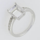 10K Gold Semi Mount Ring Setting Emerald OCT 10x8mm Moissanite Accent Syzjewelry