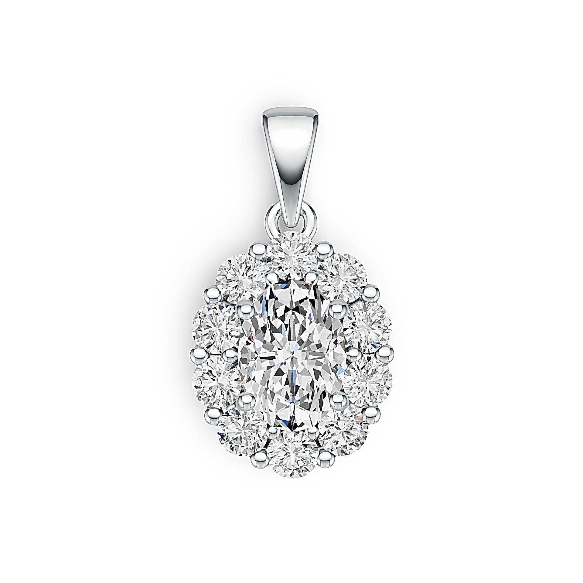 Sterling Silver Semi Mount Pendant Setting Oval OV 7X5mm with White Topaz DHJ