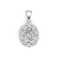 Sterling Silver Semi Mount Pendant Setting Oval OV 7X5mm with White Topaz DHJ