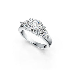 18K Gold Semi Mount Ring Setting Round RD 8X8mm PE 7X5mm Diamond Accent DHJ