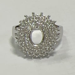 Platinum Semi Mount Ring Setting Oval OV 8X6mm Diamond Accent DHJ