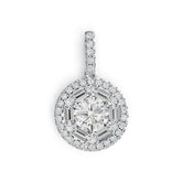 14K Gold Semi Mount Pendant Setting Round RD 8x8mm Halo Diamond Accent DHJ