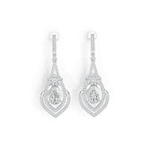 10K Gold Semi Mount Earrings Setting Pear PE 8x6mm with White Topaz Moissanite Accent DHJ