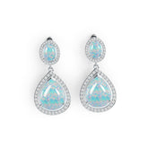18K Gold Semi Mount Earrings Setting Pear PE 15X12mm OV 8X6mm Cabochon Diamond Accent DHJ