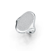 14K Gold Cluster Oval-Shaped Ring with White Topaz or Moissanite Diamond Accent DHJ