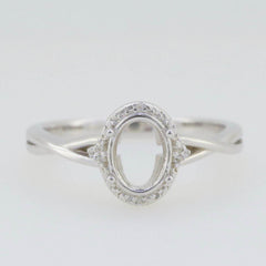 10K Gold Semi Mount Ring Setting Oval OV 7x5mm cross shank Whit Moissanite Accent Syzjewelry