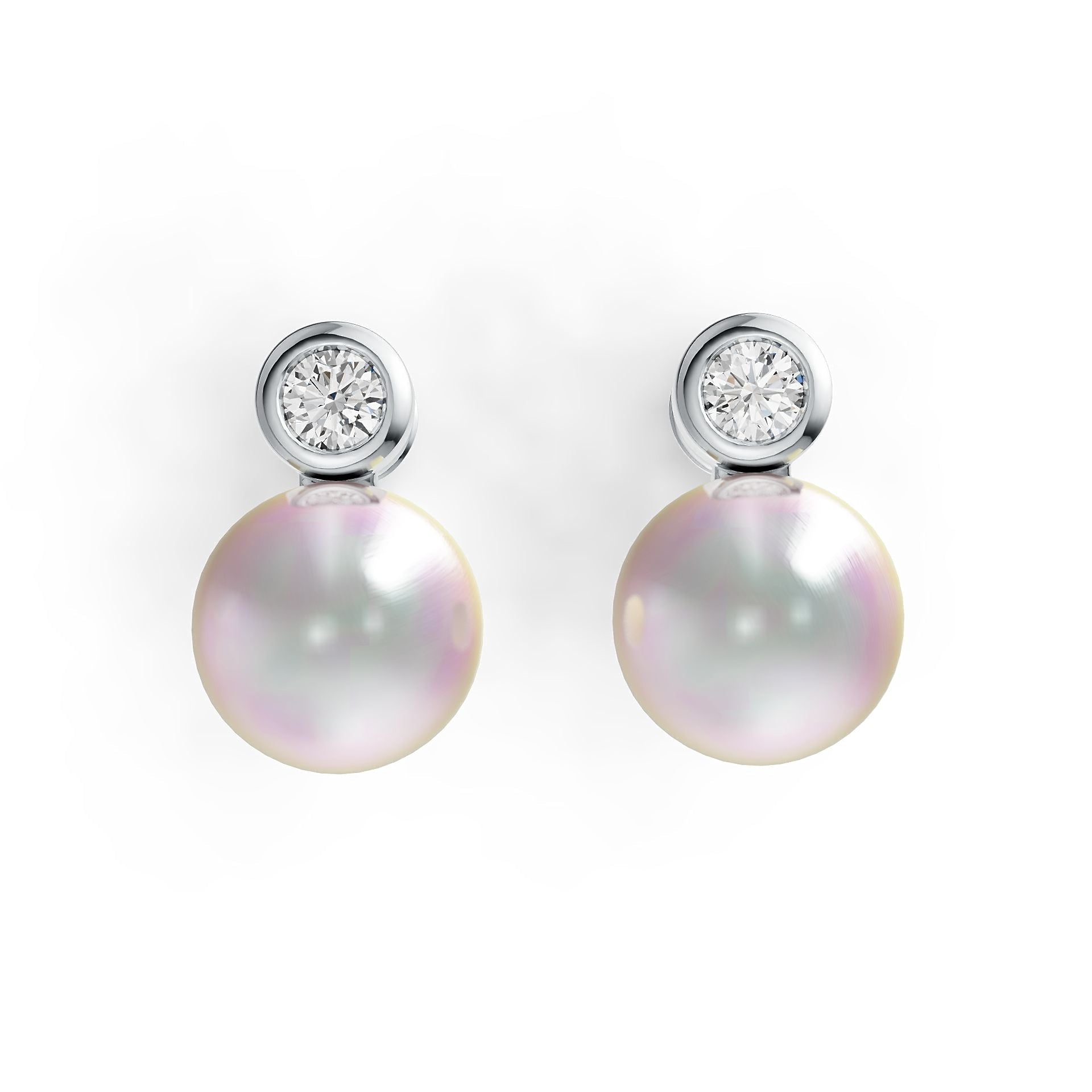 10K Gold Semi Mount Earrings Setting Round RD 8x8mm Moissanite Accent DHJ