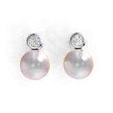 10K Gold Semi Mount Earrings Setting Round RD 8x8mm Moissanite Accent DHJ