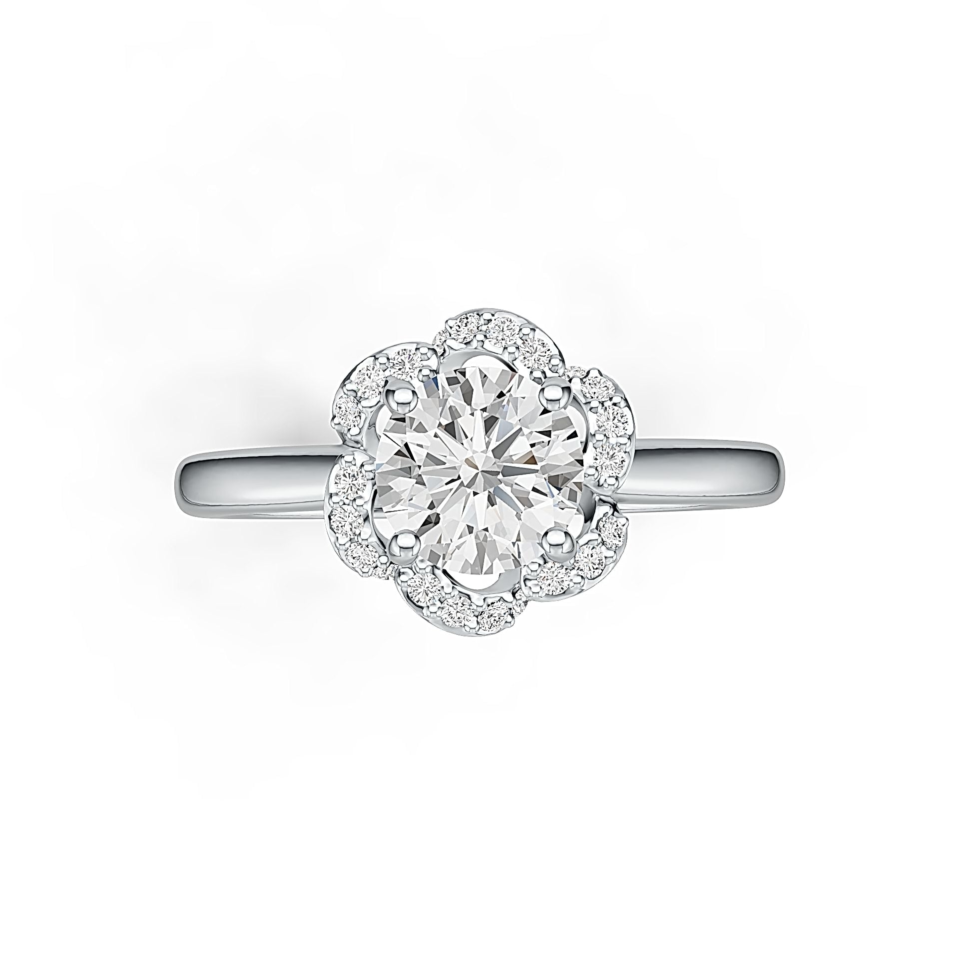 Sterling Silver Semi Mount Ring Setting Round RD 6x6mm Halo Flower Ring Syzjewelry