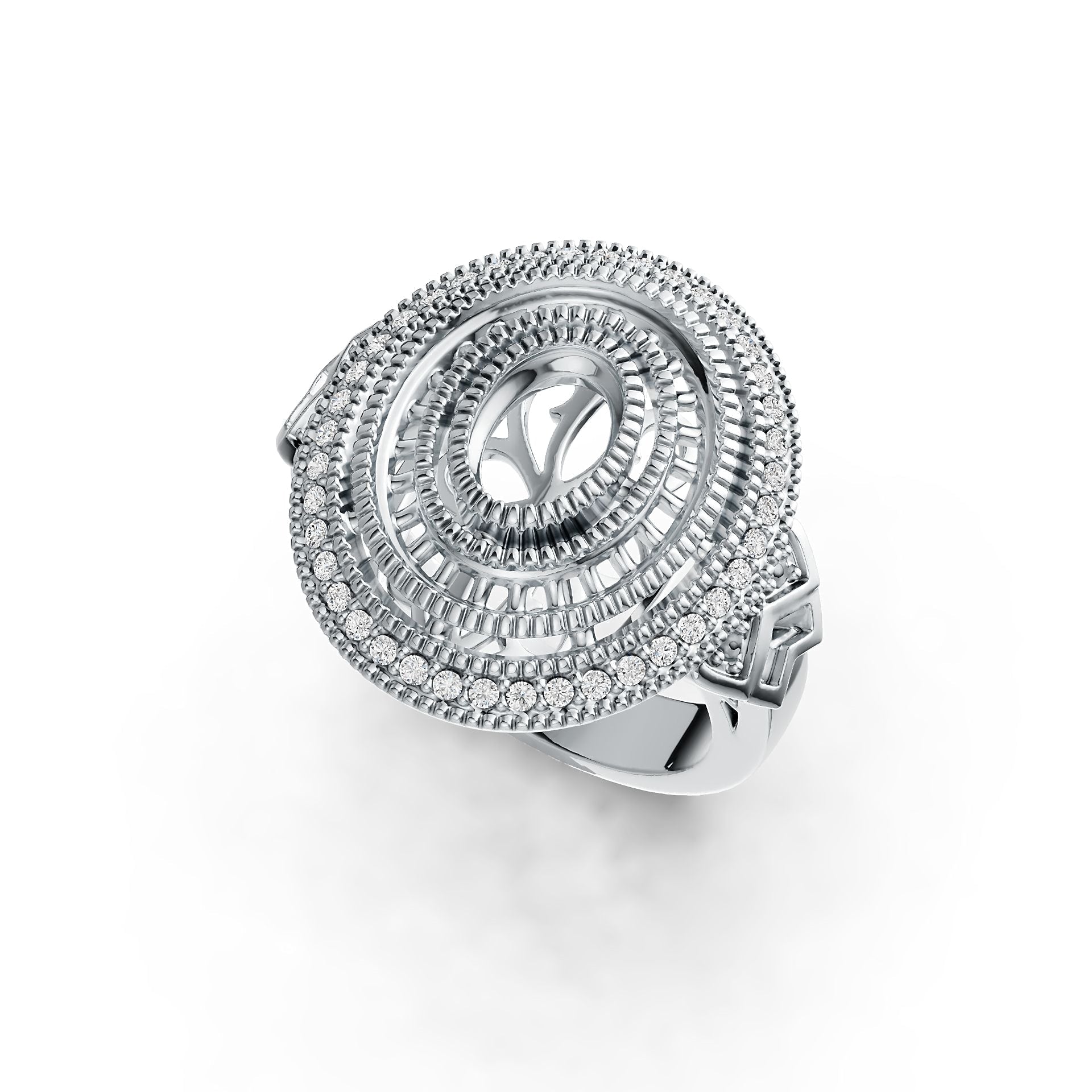 18K Gold Semi Mount Ring Setting Oval OV 7X5mm Diamond Accent DHJ