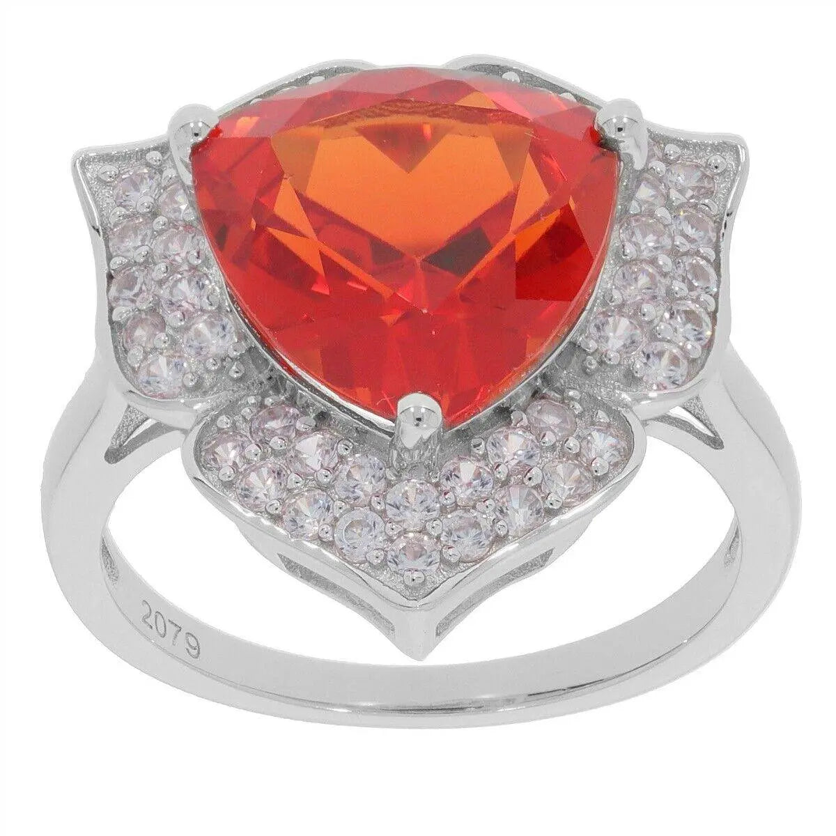 14K Gold Semi Mount Ring Setting Trillion Tri 8x8mm White Topaz Diamond Accent DHJ