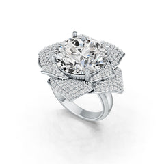 14K Gold Semi Mount Ring Setting Round RD 15x15mm Flower Theme Diamond Accent DHJ