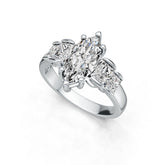 14K Gold Semi Mount Ring Setting Marquise MQ 14X7mm BG 5X4mm BG 4X3mm DHJ