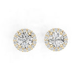 14K Gold Semi Mount Earrings Setting Round Ro 5x5mm Diamond Accent Syz Jewelry