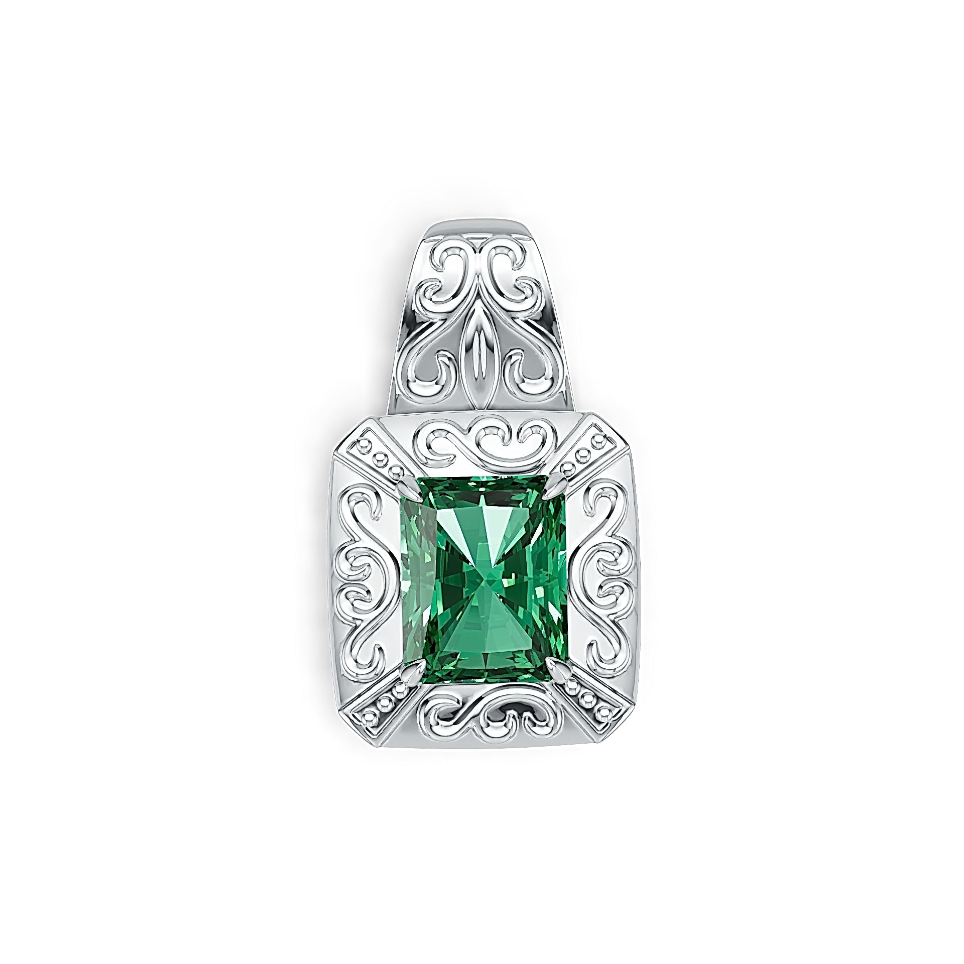 Sterling Silver Semi Mount Pendant Setting Emerald OCT 10X8mm DHJ
