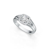 14K Gold Semi Mount Ring Setting Round RD 6.5x6.5mm Halo Split Shank Diamond Accent DHJ